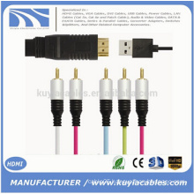 HDMI Male TO 5RCA RGB With chipset Audio Vedio Cable Directly usb 1M 1.5M 1.8M